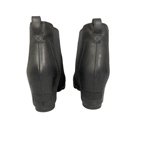 Sorel‎ Lea Joan of Arctic Wedge Ankle Boot Black Leather Pull On Womens Size 11 - Picture 5 of 9